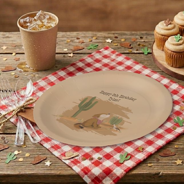 Plato de Papel de Cumpleaños de Vaquero del Desier (Subido por el creador)