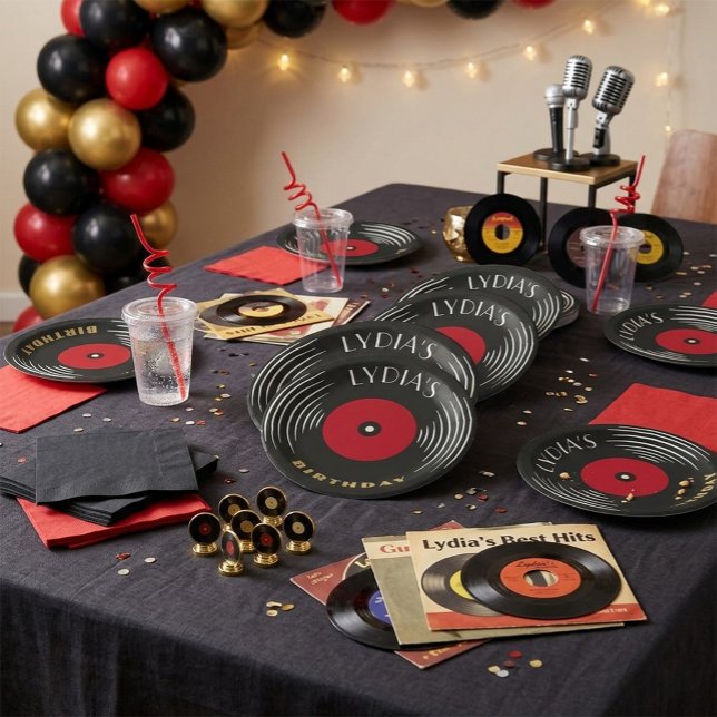 Plato de papel de cumpleaños de vinilo Art Deco (Subido por el creador)