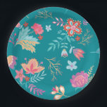 Plato de papel de cumpleaños floral boho vintage<br><div class="desc">Celebra ese día especial con estos encantadores platos de fiesta florales azules. Con deliciosas flores en una paleta audaz y vibrante,  con un toque boho chic,  estos platos son perfectos para agregar encanto a la decoración de tu fiesta.</div>