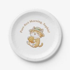 Plato de papel de cumpleaños Kawaii Ginger Cat Tai