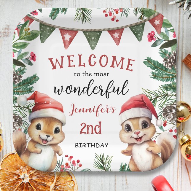 Plato de papel de cumpleaños número 2 de Navidad B (Subido por el creador)