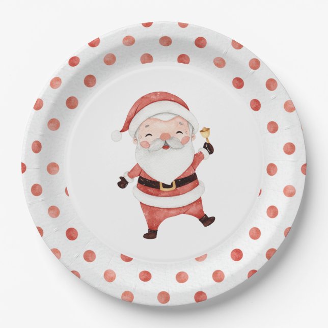 Plato de papel de cumpleaños número uno del Santa  (Anverso)