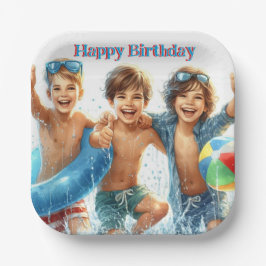 Plato de papel de cumpleaños para niños de fiesta 