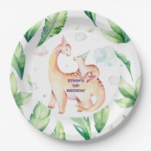 Plato de papel de dinosaurio personalizado
