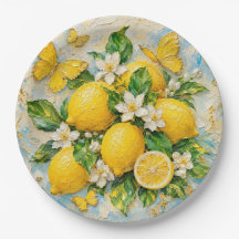 Plato de papel de diseño de limón