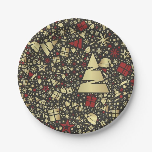 Plato de papel de diseño de Navidad abstracto (Anverso)