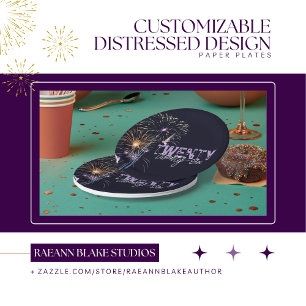 Plato de papel de diseño desgastado personalizable