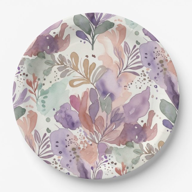 Plato de papel de diseño femenino soñador (Anverso)