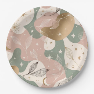 Plato de papel de diseño místico pastel minimalist