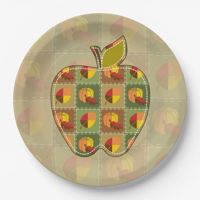 Plato de papel de edredón de otoño (Anverso)