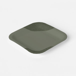 Plato de papel de efecto de ruido verde musgo