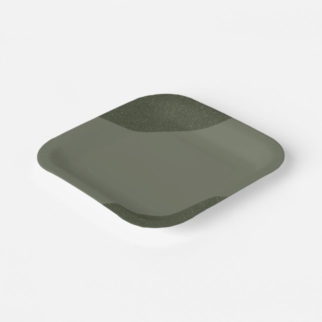 Plato de papel de efecto de ruido verde musgo (Angular)