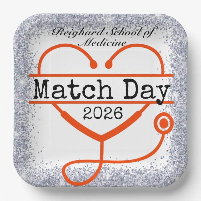 Plato de papel de estetoscopio brillante Match Day (Anverso)