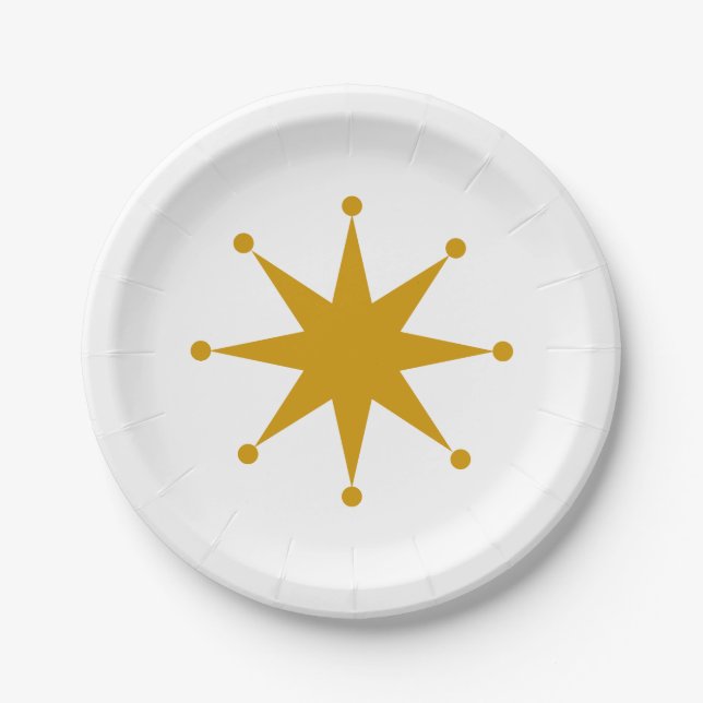 Plato de papel de estrella de punto retro (Anverso)