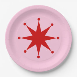 Plato de papel de estrella de punto retro