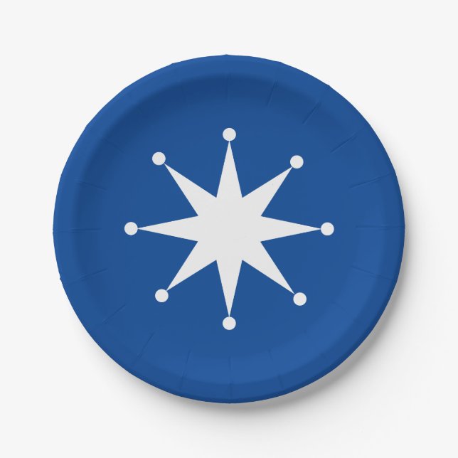 Plato de papel de estrella de punto retro (Anverso)