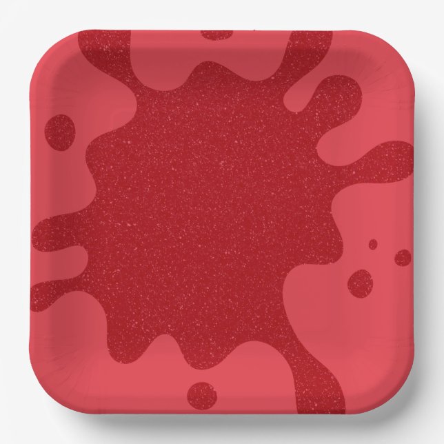 Plato de papel de fiesta con salpicaduras de rojo  (Anverso)