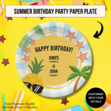 Plato de Papel de Fiesta de Cumpleaños con Tema de
