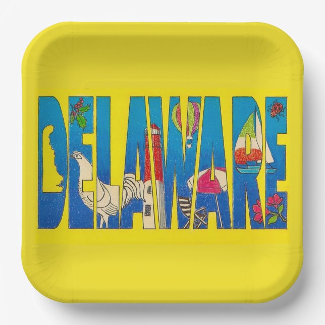 Plato de papel de fiesta de Delaware (Anverso)