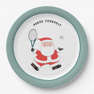 Plato de papel de fiesta de Navidad de tenis
