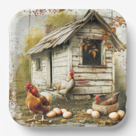 Plato de Papel de Fiesta Huevos y Gallinas