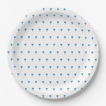 Plato de Papel de Fiesta Patrón de Corazones Azule