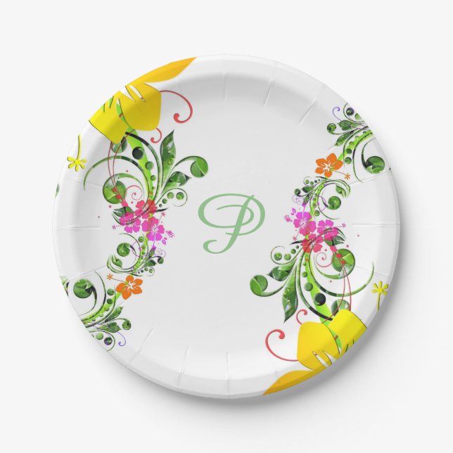 Plato de papel de flor de hibisco (Anverso)