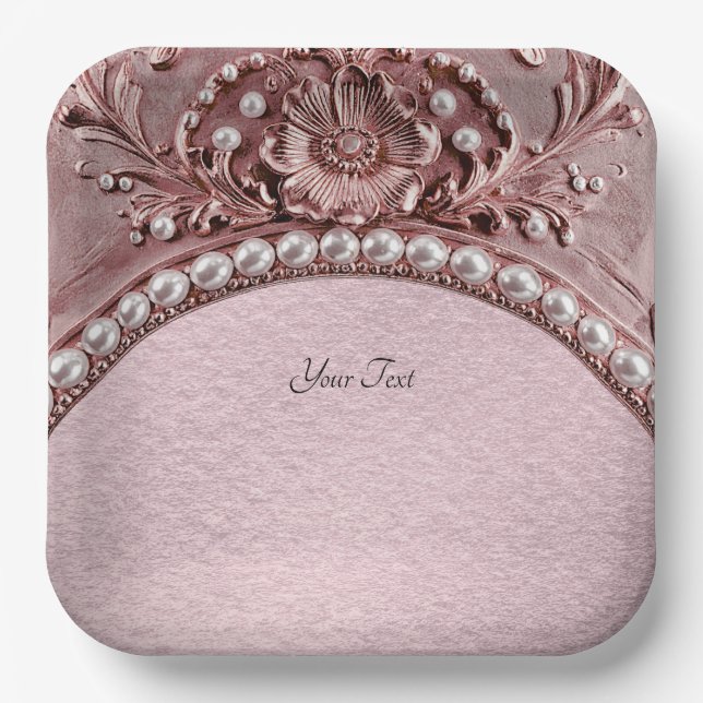Plato de Papel de Flor Rosa (Anverso)