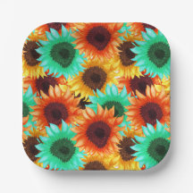 Plato de papel de flores