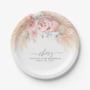 Plato de papel de flores de hierba de Pampas tropi