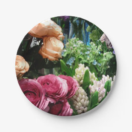 Plato de papel de flores de primavera