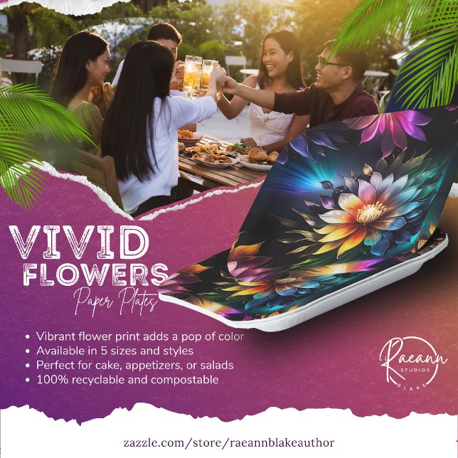 Plato de Papel de Flores Vívidas Hermosas (Subido por el creador)