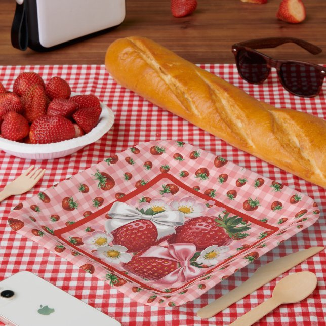 Plato de papel de fresa (Picnic)