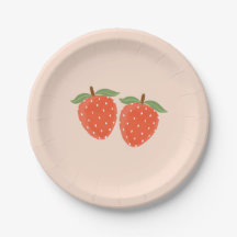 Plato de papel de fresa simple y lindo | 1er Cumpl