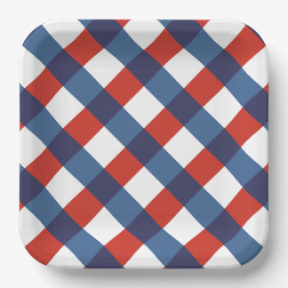 Plato de papel de Gingham Patriótico 2