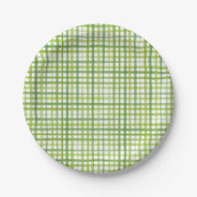 Plato de papel de gingham verde | Fiesta de verano