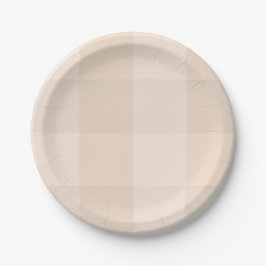 Plato de papel de granja a cuadros taupe neutro