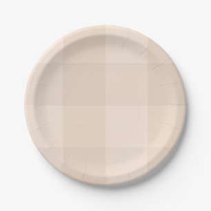 Plato de papel de granja a cuadros taupe neutro