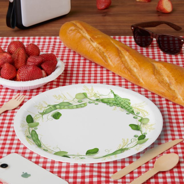 Plato de Papel de Guisantes Verdes (Picnic)