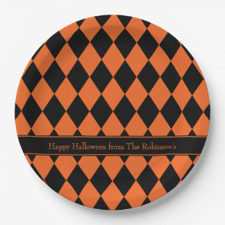 Plato De Papel ~ de Halloween Argyle personalizado