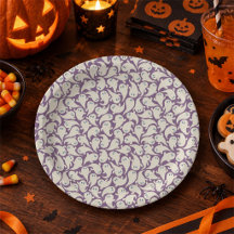 Plato de papel de Halloween con fantasma lindo. Fa