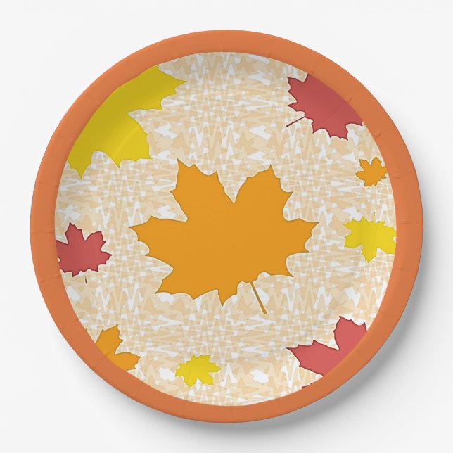 Plato de papel de hojas de otoño (Anverso)