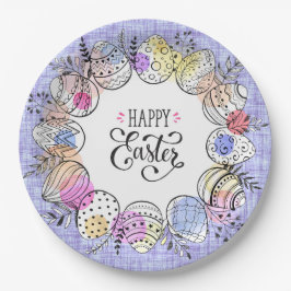 Plato de papel de huevos felices de Pascua