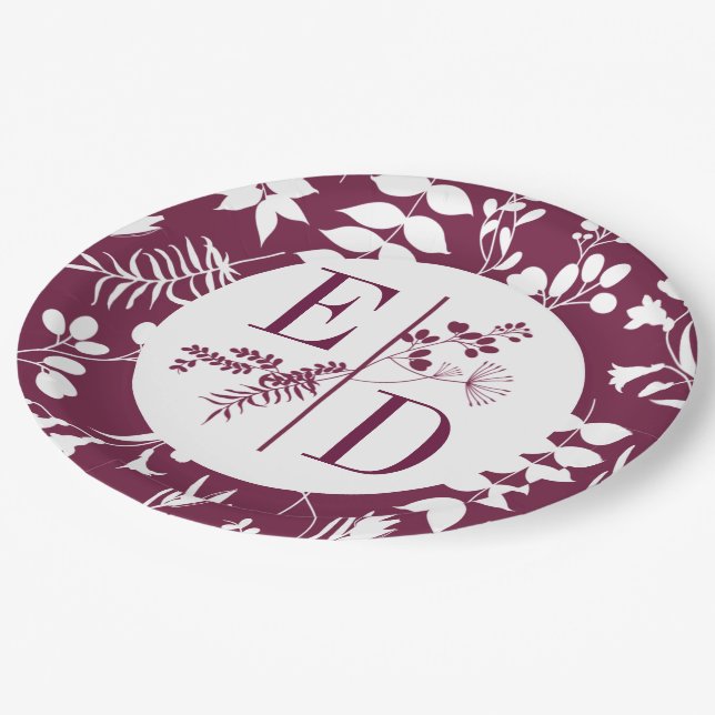 Plato de papel de iniciales burgundy modernas para (Angular)