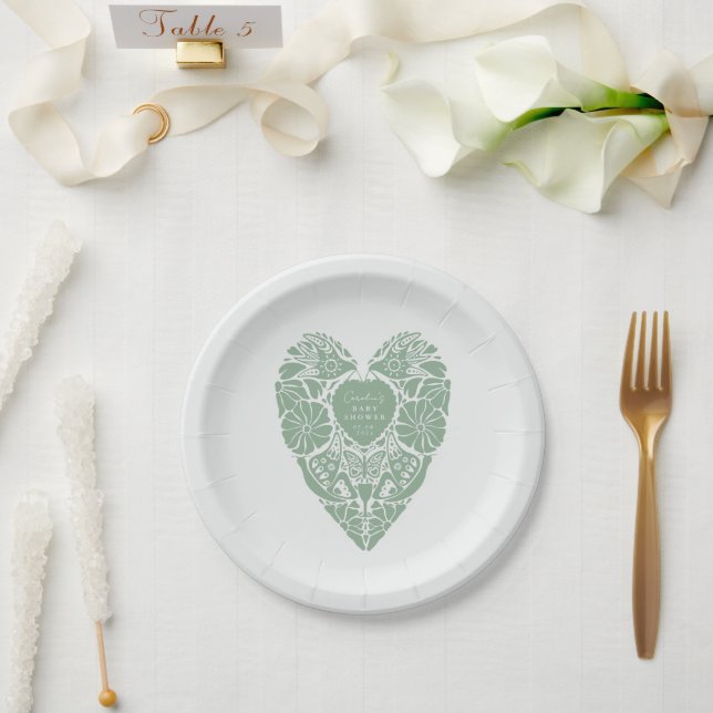 Plato de papel de jardín de flores folclóricas par (Boda)
