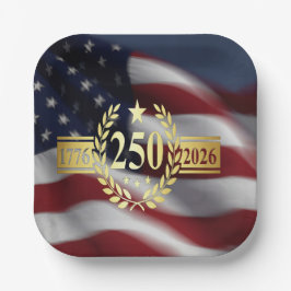 Plato de papel de la bandera americana del 250 ani