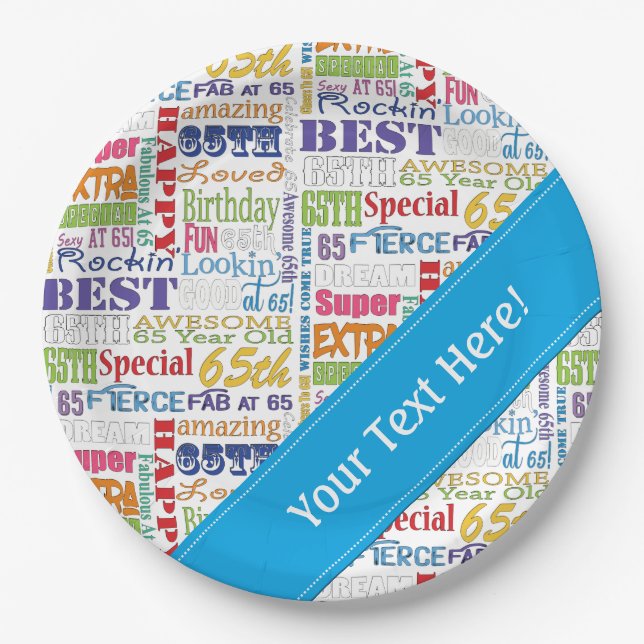 Plato De Papel De la fiesta regalos únicos y 65.os de cumpleaños (Anverso)