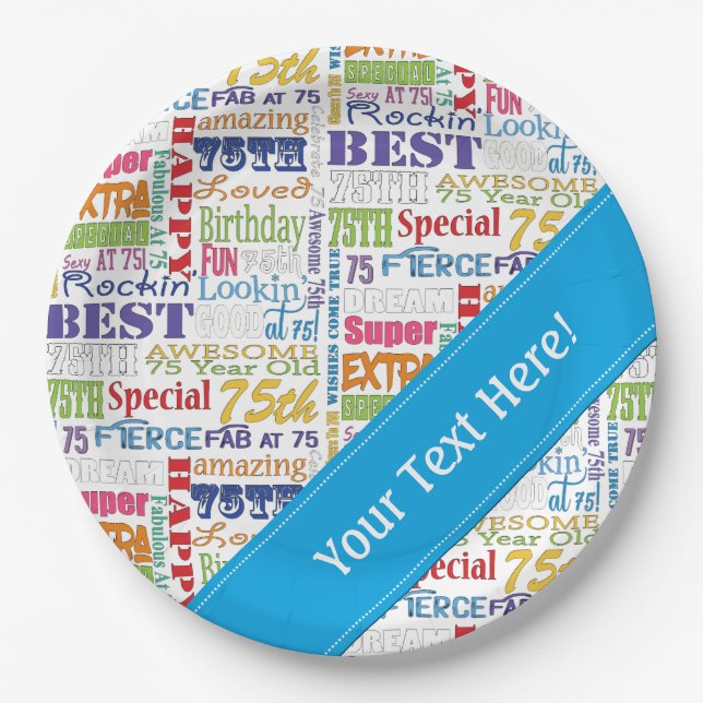 Plato De Papel De la fiesta regalos únicos y 75.os de cumpleaños (Anverso)