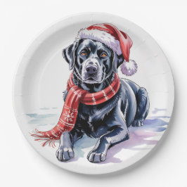 Plato de papel de Labrador de Navidad