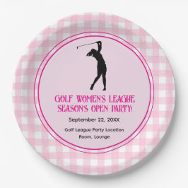 Plato de Papel de Liga de Golf de Damas de Cuadros